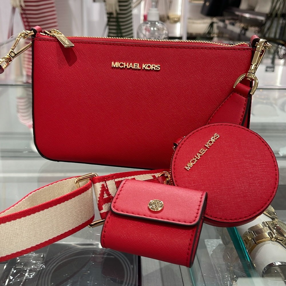MICHAEL KORS JET SET TRAVEL SMALL SHOULDER CROSSBODY WITH TECH ATTCH AIRPOD  MK - Picture 10 of 16